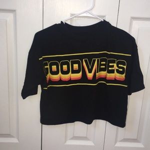 black printed crop top